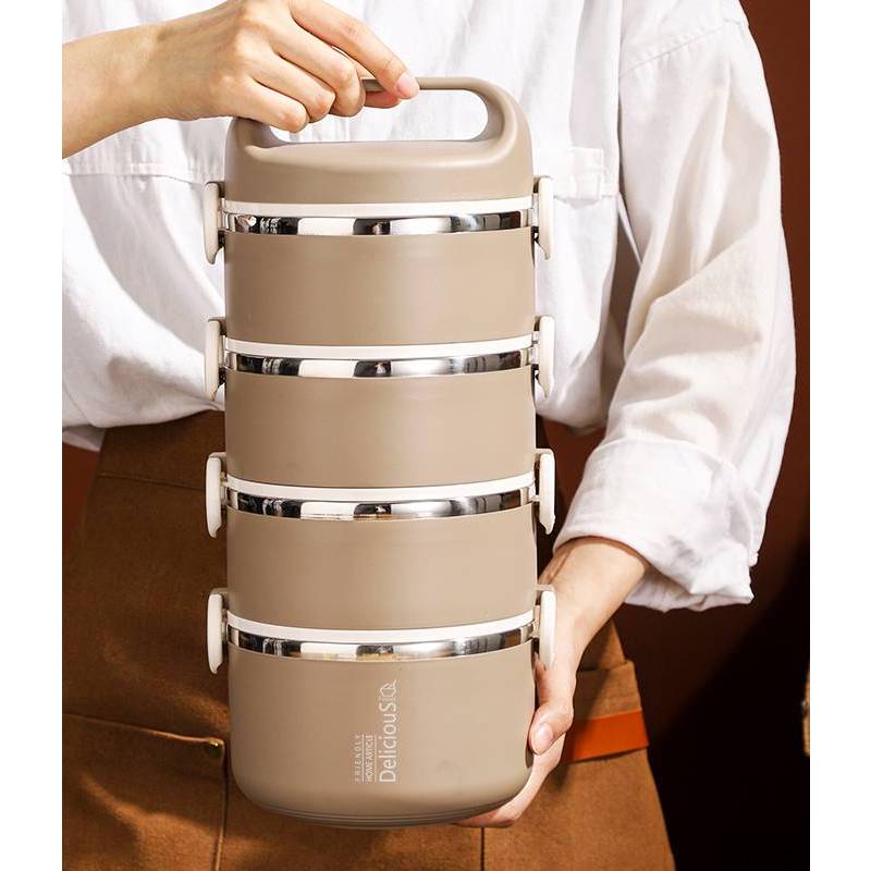 Stainless Steel Insulated Tiffin Box 14 CM (3 Layers)