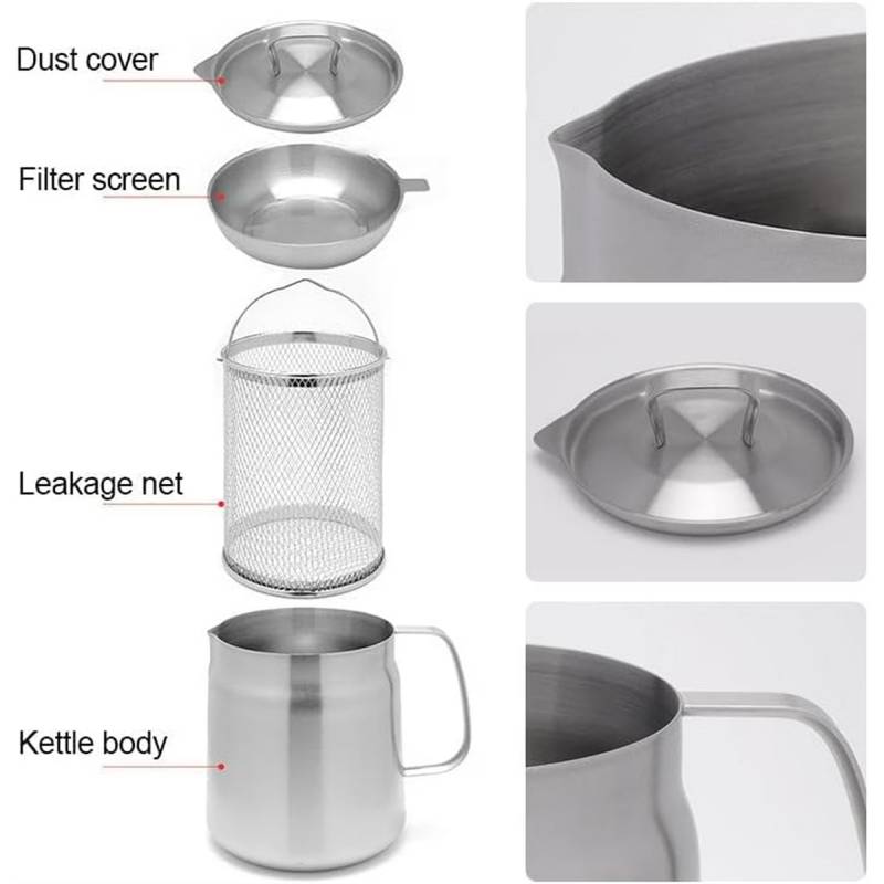 Oil Filter Pot with Mesh Strainer 1.5L