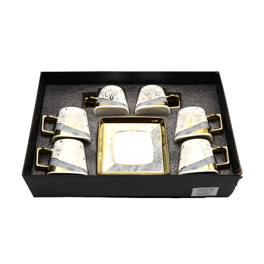 طقم كوب وصحن 6 قطع 100 مل