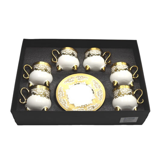 طقم فنجان قهوة مع صحن 6 قطع - 80 مل